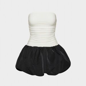 Aritzia Donna Micro Bubble Strapless White and Black Dress